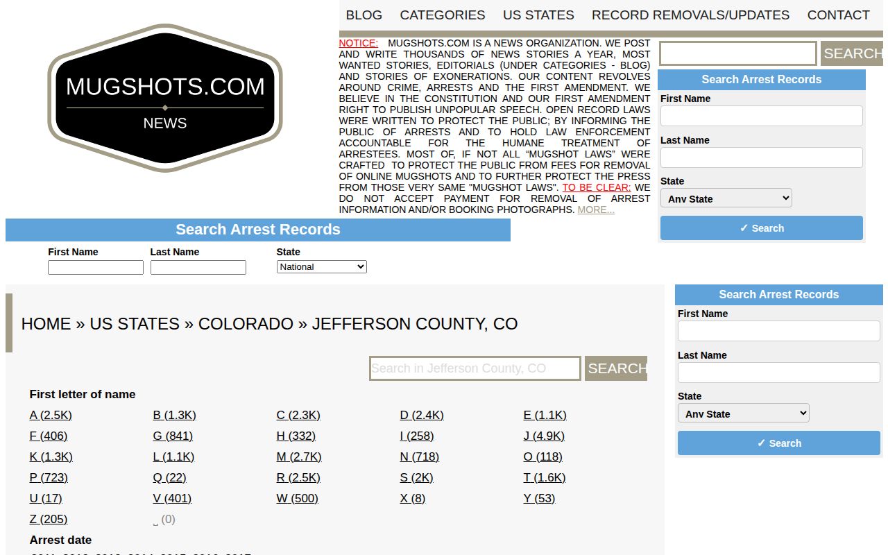 Unofficial Mugshots.com Jefferson County arrest archive