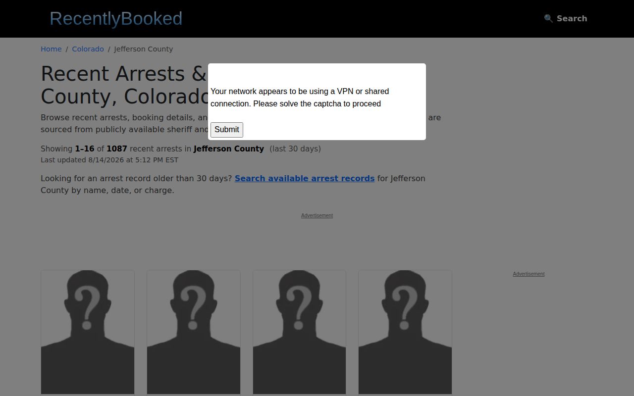 Unofficial RecentlyBooked Jefferson County booking news page