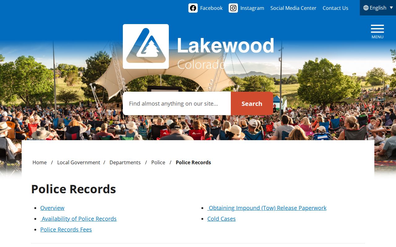 Lakewood Police records and mug photograph request policy in Jefferson County